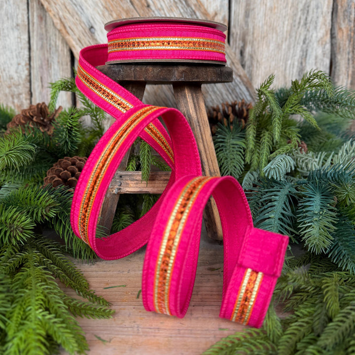 7/8" Hot Pink Twinkle Trim Ribbon, Pink Orange ribbon
