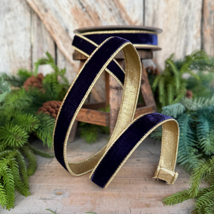 1" Navy Blue Velvet RIbbon, Farrisilk Velvet Ribbon