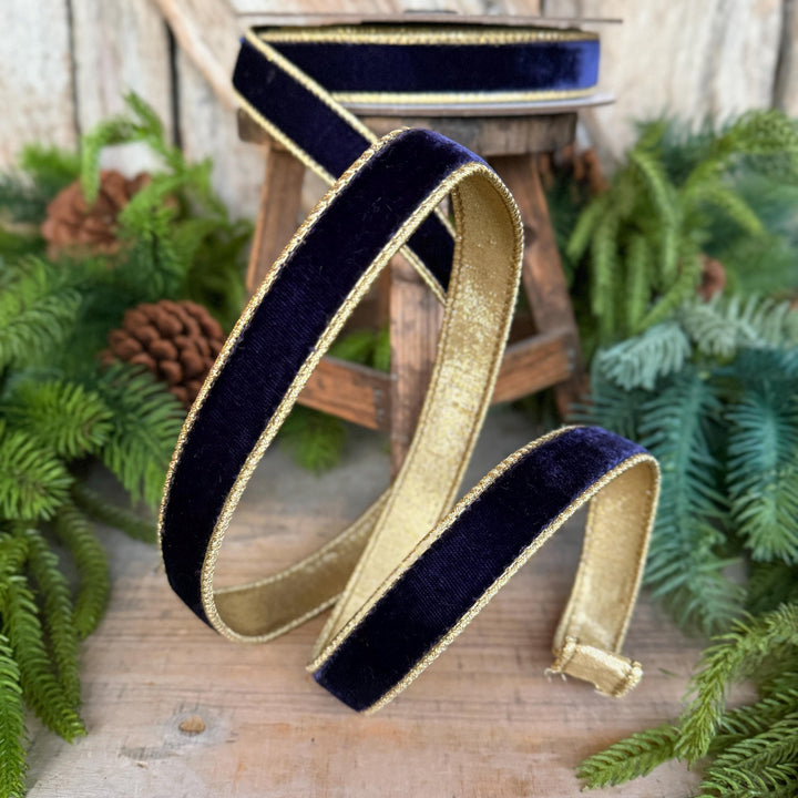1" Navy Blue Velvet RIbbon, Farrisilk Velvet Ribbon