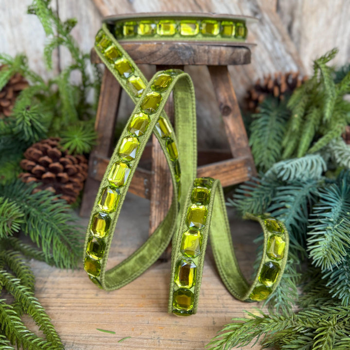 1" Lime Green Emerald Cut Ribbon, Christmas Ribbon