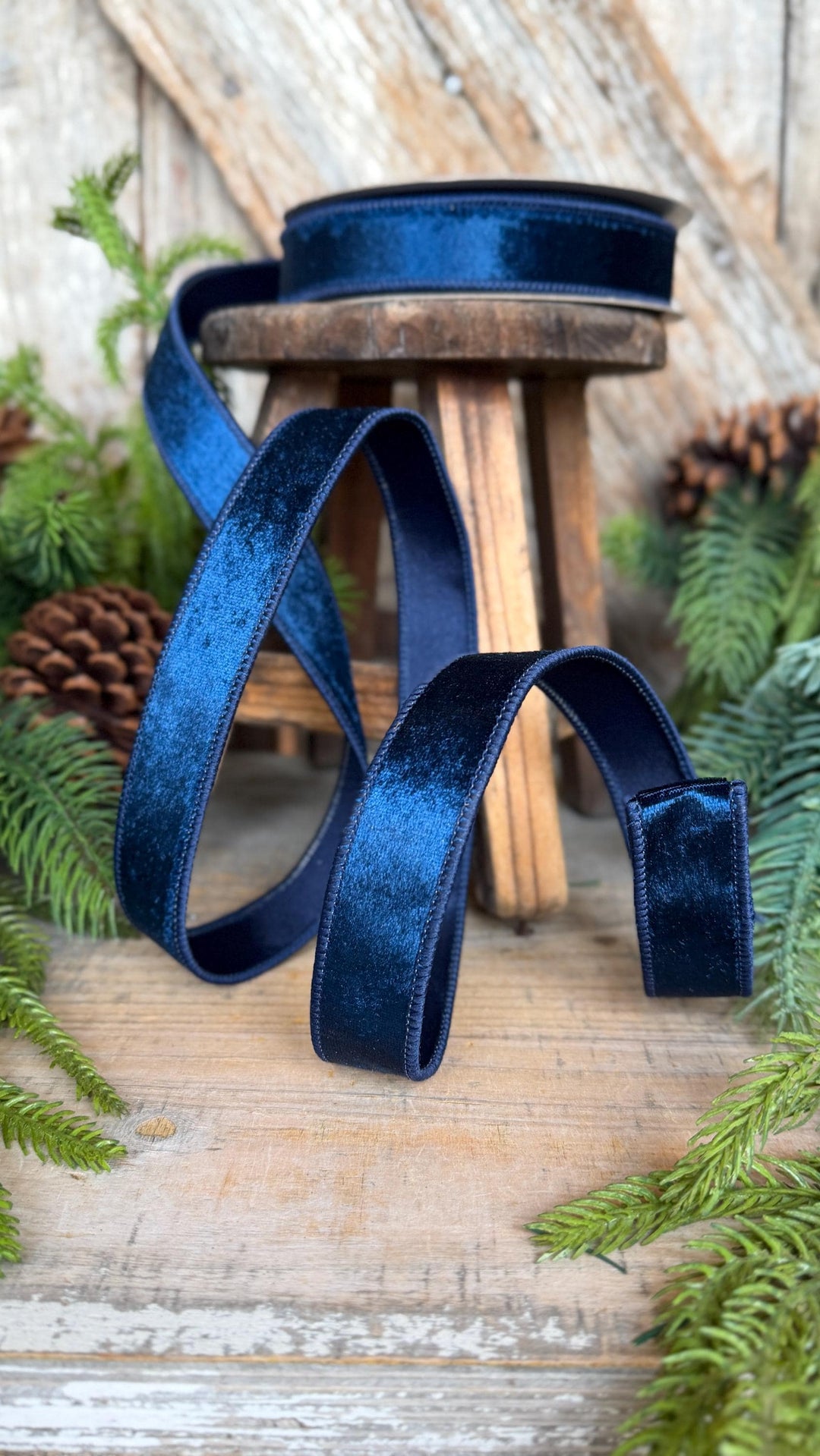 1" Navy Blue Velvet Ribbon, Farrisilk Ribbon, Silky Velvet Ribbon, RS293-21