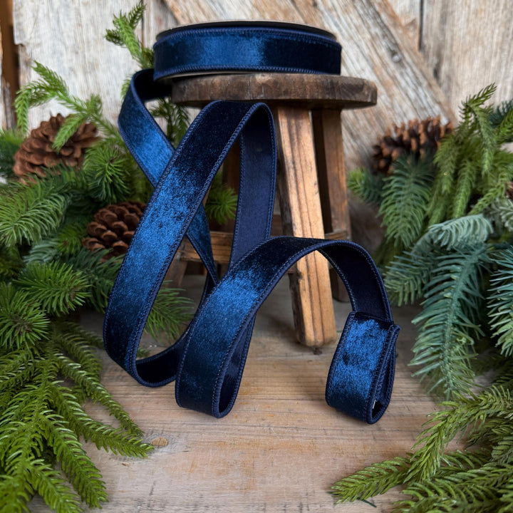 1" Navy Blue Velvet Ribbon, Farrisilk Ribbon, Silky Velvet Ribbon, RS293-21