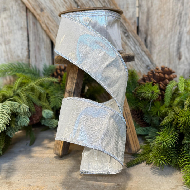 2.5" Silver Ribbon, Silver Metallic Ribbon, Christmas Ribbon, Halloween Ribbon