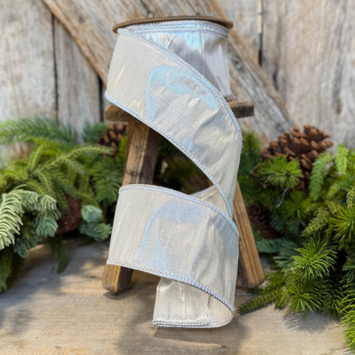 2.5" Silver Ribbon, Silver Metallic Ribbon, Christmas Ribbon, Halloween Ribbon