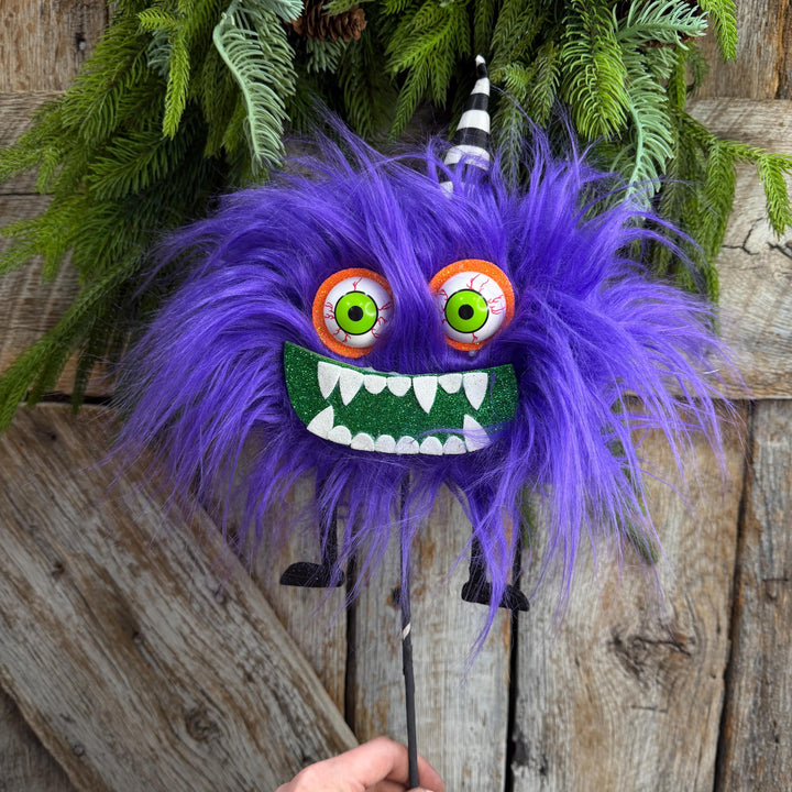 Purple Monster Pick, Halloween Monster Spray, Monster Floral Pick