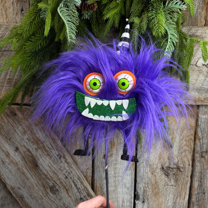 Purple Monster Pick, Halloween Monster Spray, Monster Floral Pick