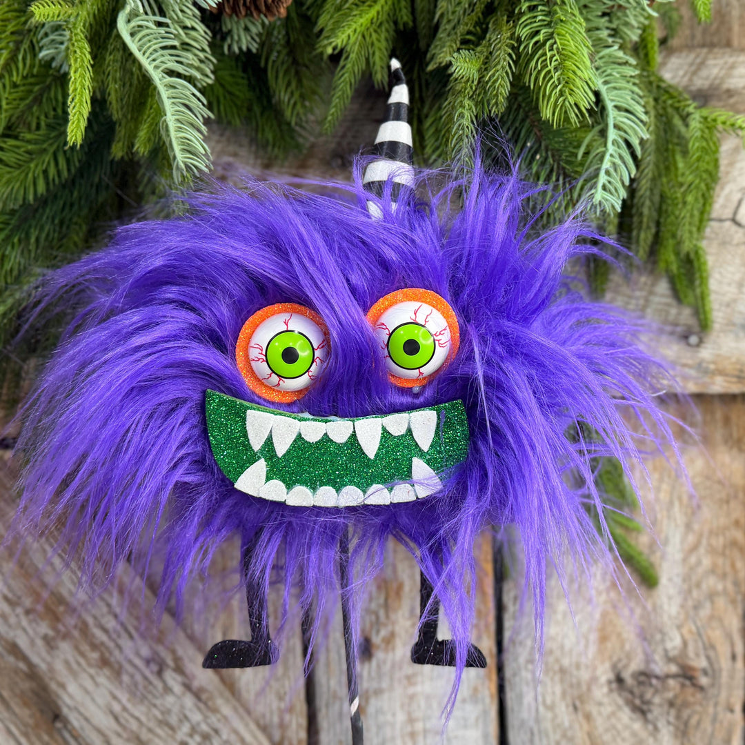 Purple Monster Pick, Halloween Monster Spray, Monster Floral Pick