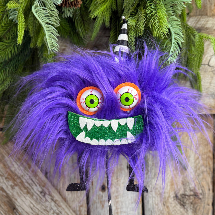 Purple Monster Pick, Halloween Monster Spray, Monster Floral Pick