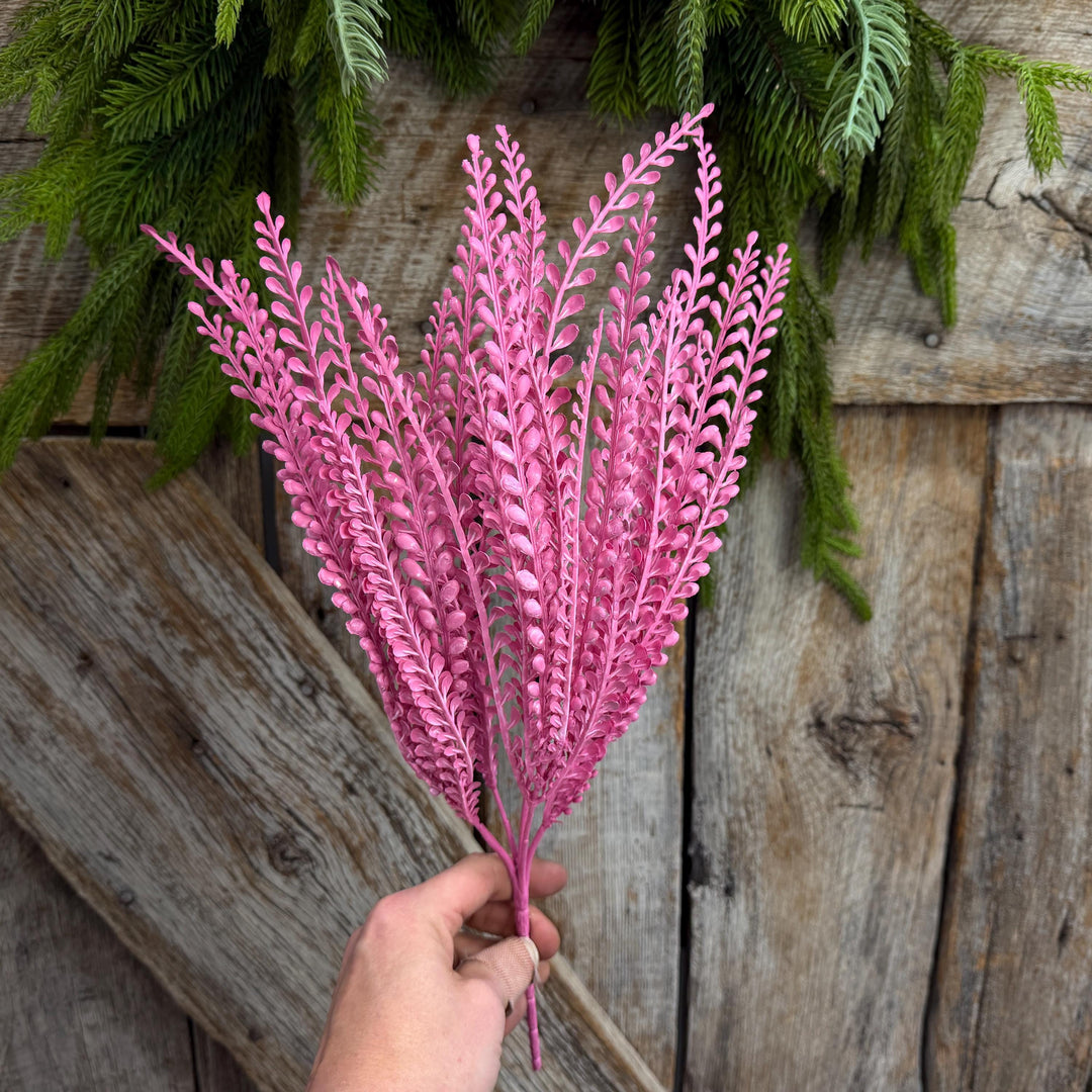 16" Pink Beaded Grass Spray, Pink Greenery, Halloween Beaded Grass