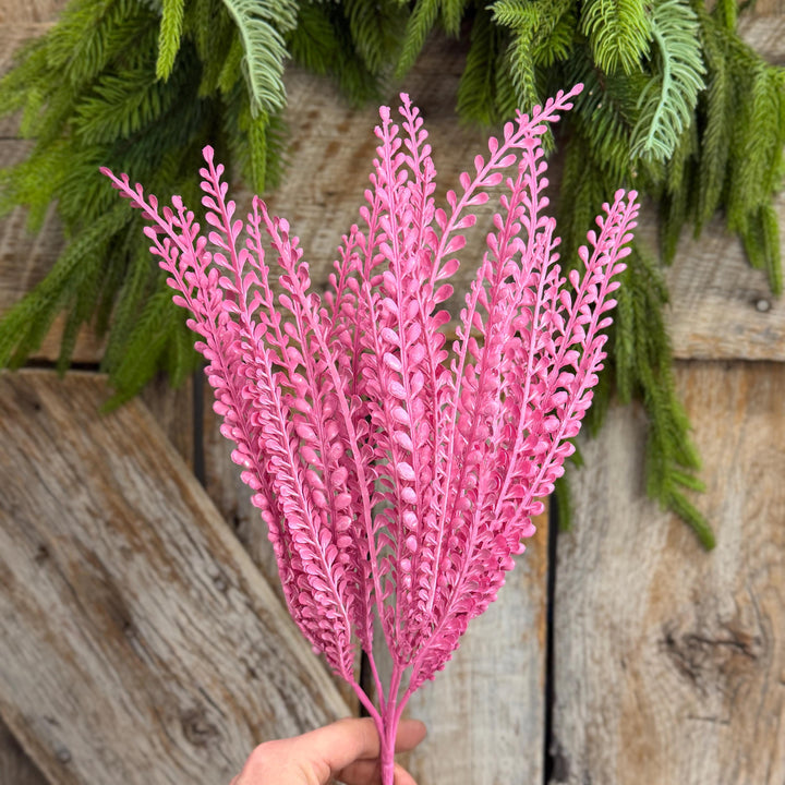 16" Pink Beaded Grass Spray, Pink Greenery, Halloween Beaded Grass