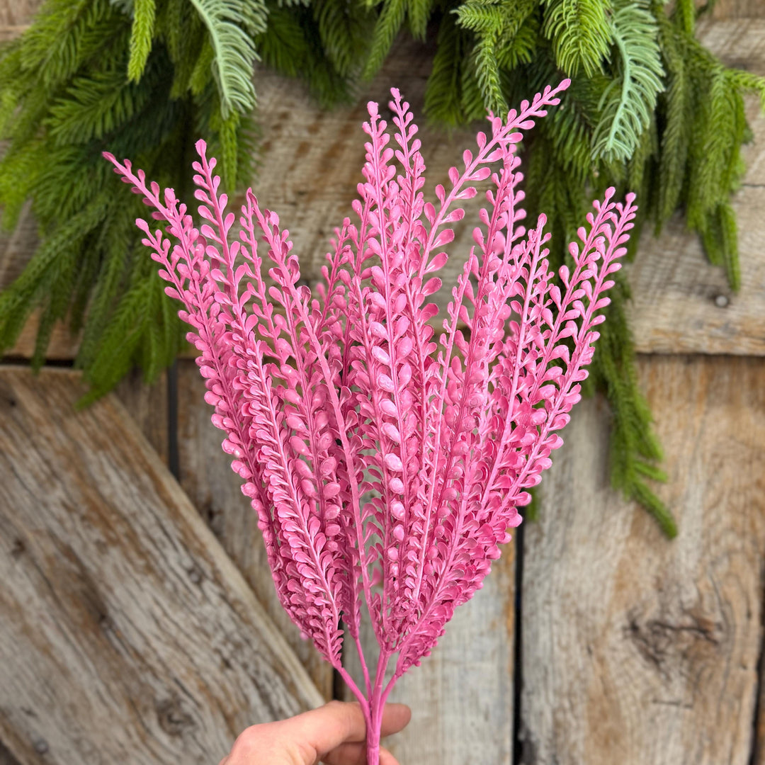 16" Pink Beaded Grass Spray, Pink Greenery, Halloween Beaded Grass