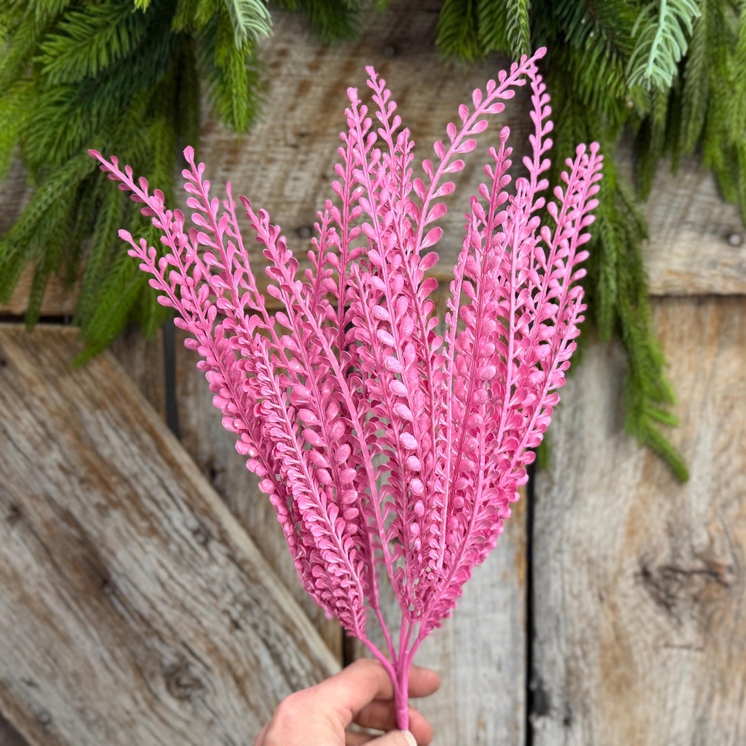 16" Pink Beaded Grass Spray, Pink Greenery, Halloween Beaded Grass