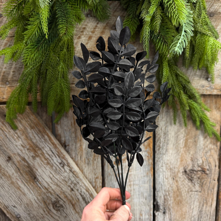 15" Black Wisteria Bush, Black Greenery Bush, Halloween Greenery
