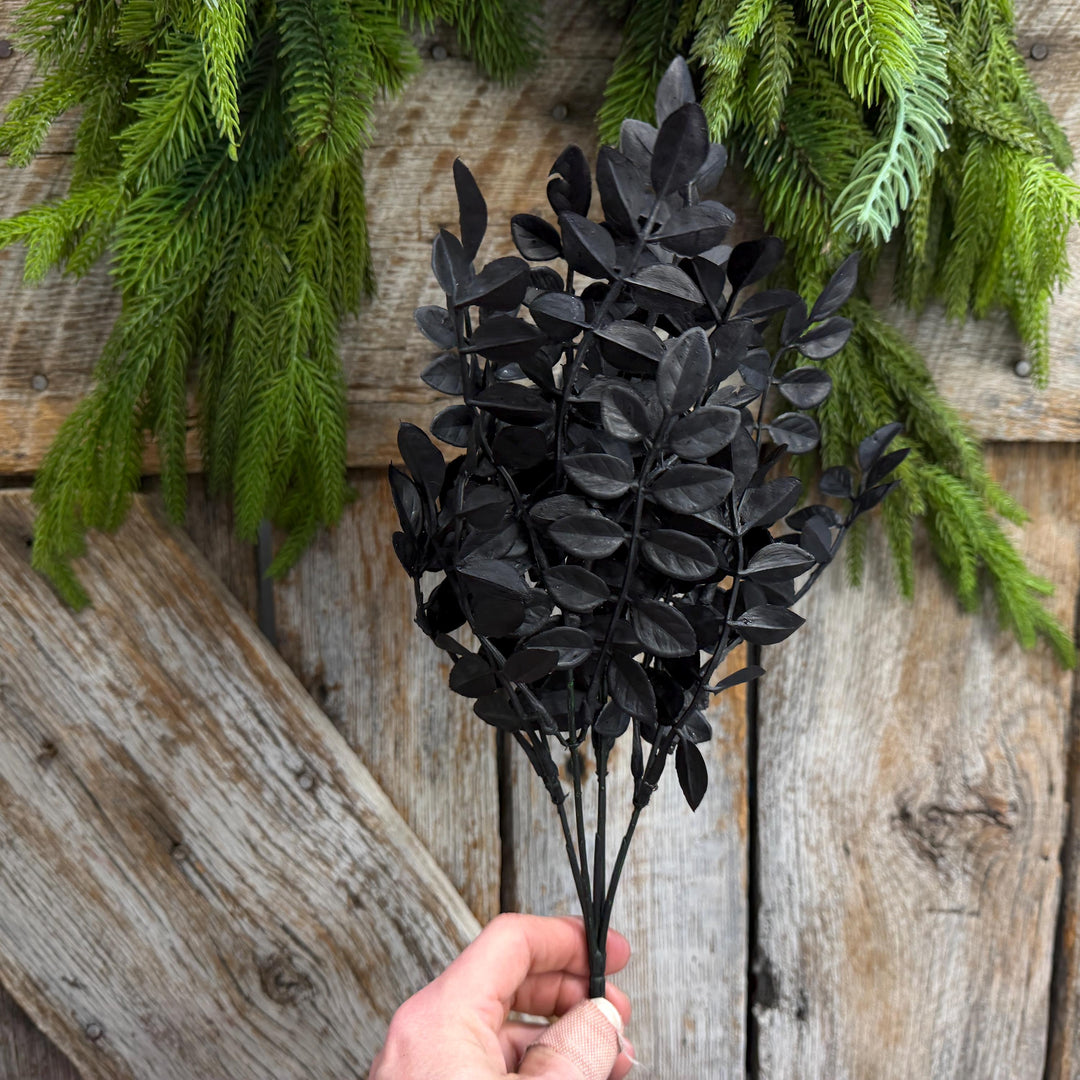 15" Black Wisteria Bush, Black Greenery Bush, Halloween Greenery