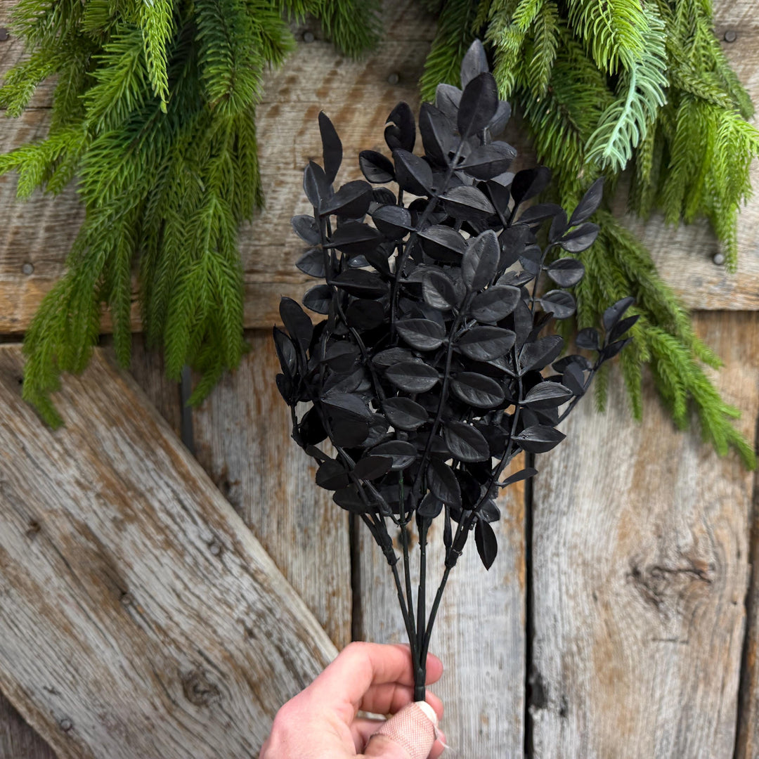 15" Black Wisteria Bush, Black Greenery Bush, Halloween Greenery