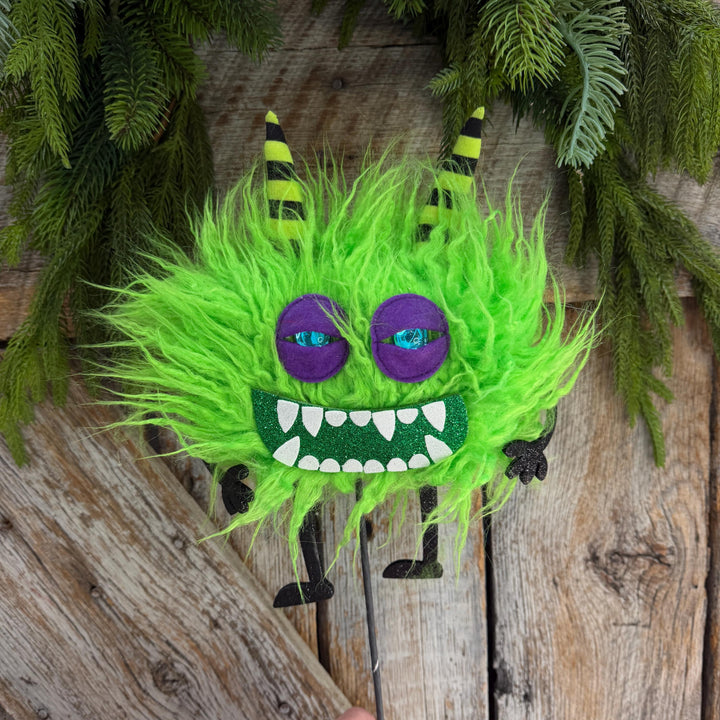 Green Monster Pick, Halloween Monster Spray, Monster Floral Pick