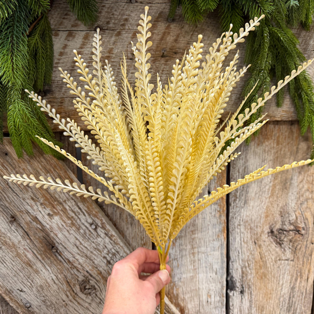 18" Fall Beaded Greenery Bush, Wheat Colored Greenery Bush, Fall Greenery