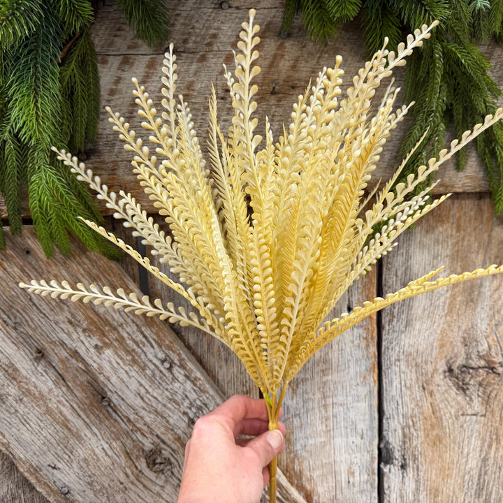 18" Fall Beaded Greenery Bush, Wheat Colored Greenery Bush, Fall Greenery