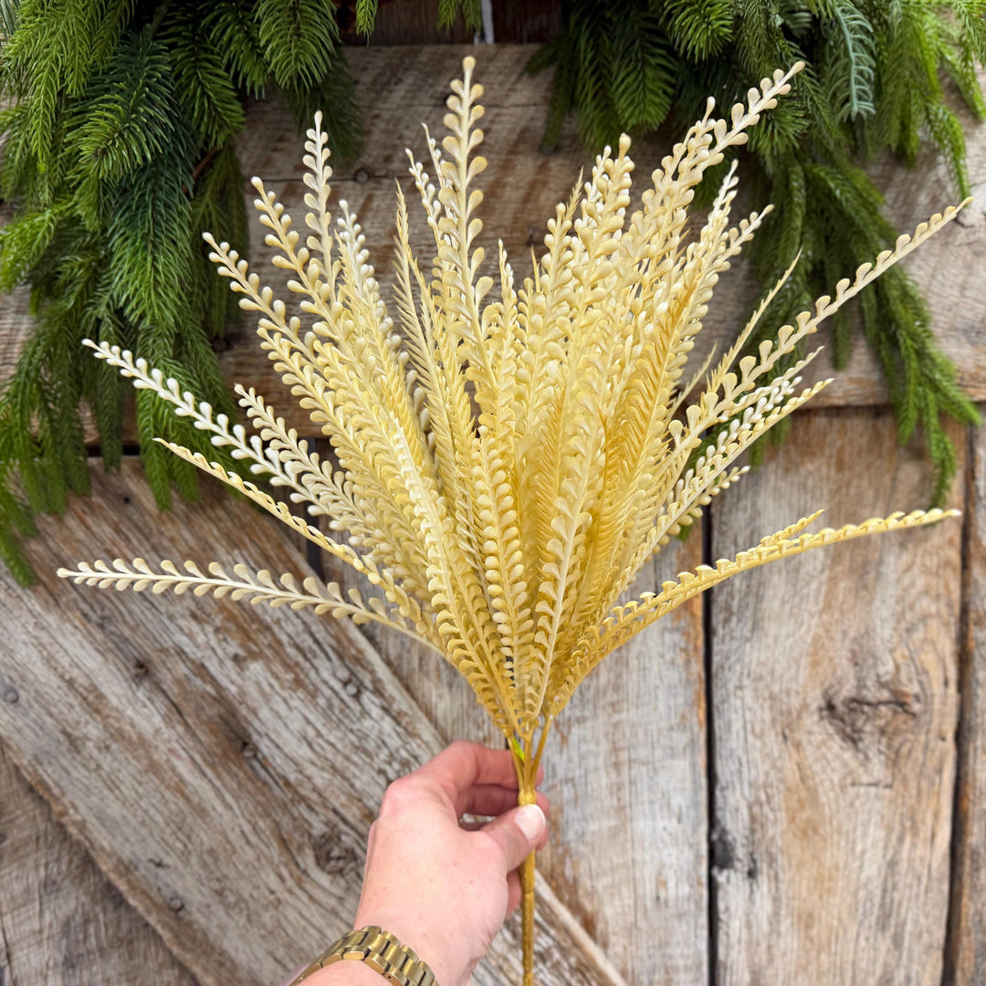18" Fall Beaded Greenery Bush, Wheat Colored Greenery Bush, Fall Greenery