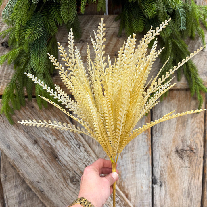 18" Fall Beaded Greenery Bush, Wheat Colored Greenery Bush, Fall Greenery