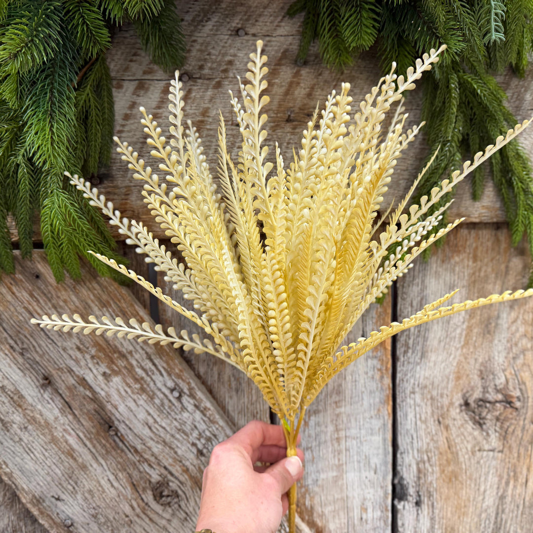 18" Fall Beaded Greenery Bush, Wheat Colored Greenery Bush, Fall Greenery