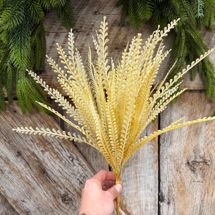 18" Fall Beaded Greenery Bush, Wheat Colored Greenery Bush, Fall Greenery
