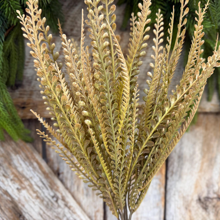 18" Fall Beaded Greenery Bush, Beige Colored Greenery Bush, Fall Greenery