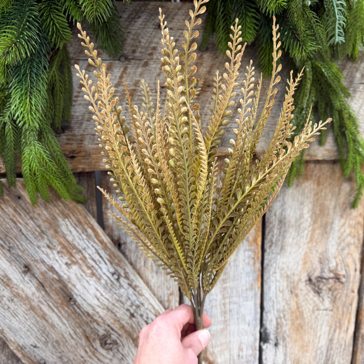 18" Fall Beaded Greenery Bush, Beige Colored Greenery Bush, Fall Greenery