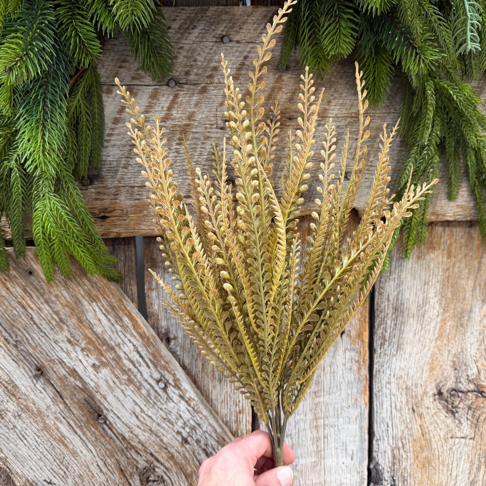 18" Fall Beaded Greenery Bush, Beige Colored Greenery Bush, Fall Greenery