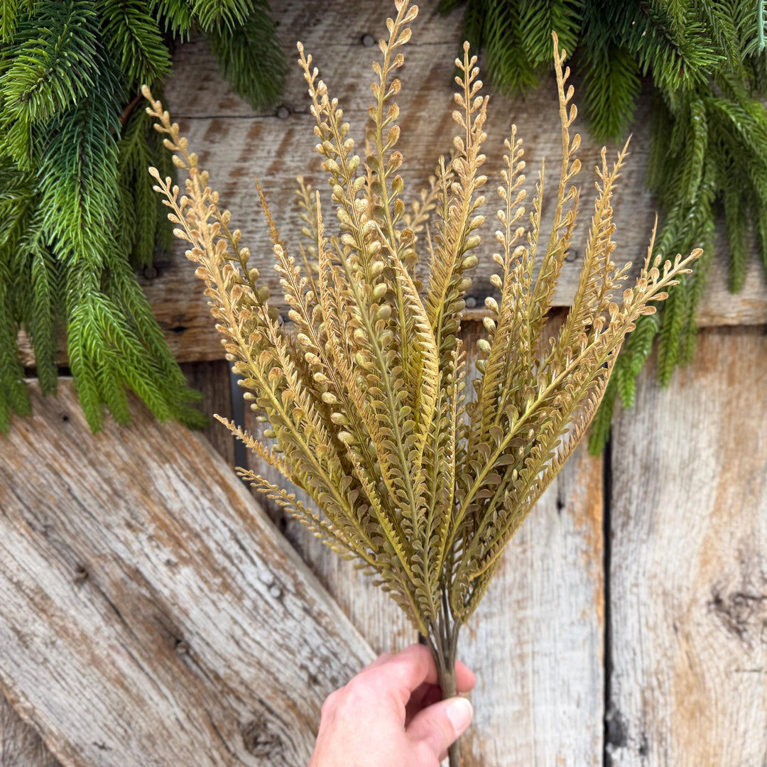 18" Fall Beaded Greenery Bush, Beige Colored Greenery Bush, Fall Greenery