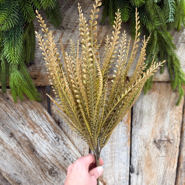18" Fall Beaded Greenery Bush, Beige Colored Greenery Bush, Fall Greenery