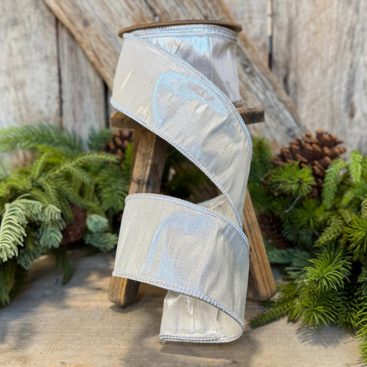 2.5" Silver Ribbon, Silver Metallic Ribbon, Christmas Ribbon, Halloween Ribbon