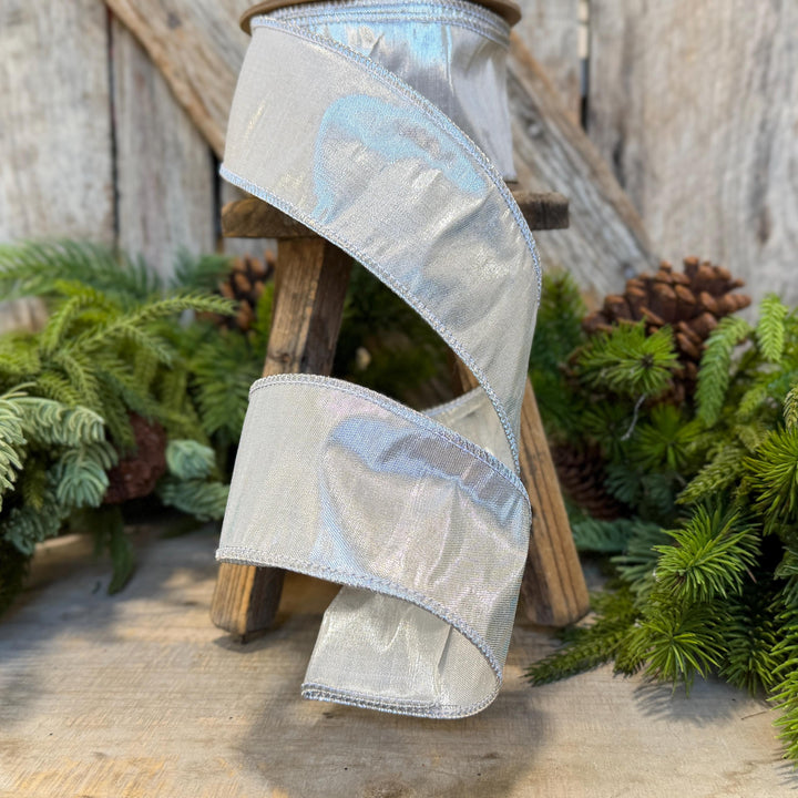 2.5" Silver Ribbon, Silver Metallic Ribbon, Christmas Ribbon, Halloween Ribbon