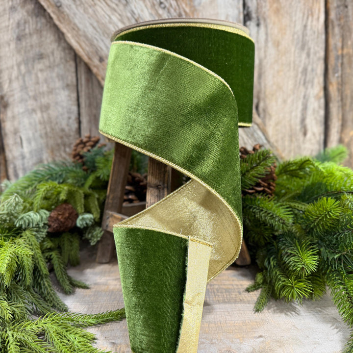 4" Forest Green Velvet Ribbon, Farrisilk Ribbon, Christmas Ribbon, Flashy Velvet Ribbon, RG807-45