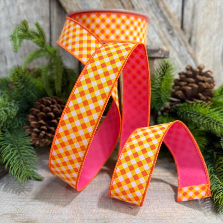 1.5" Halloween Ribbon, Hocus Pocus Plaid Ribbon, Farrisilk Ribbon, HR009-52