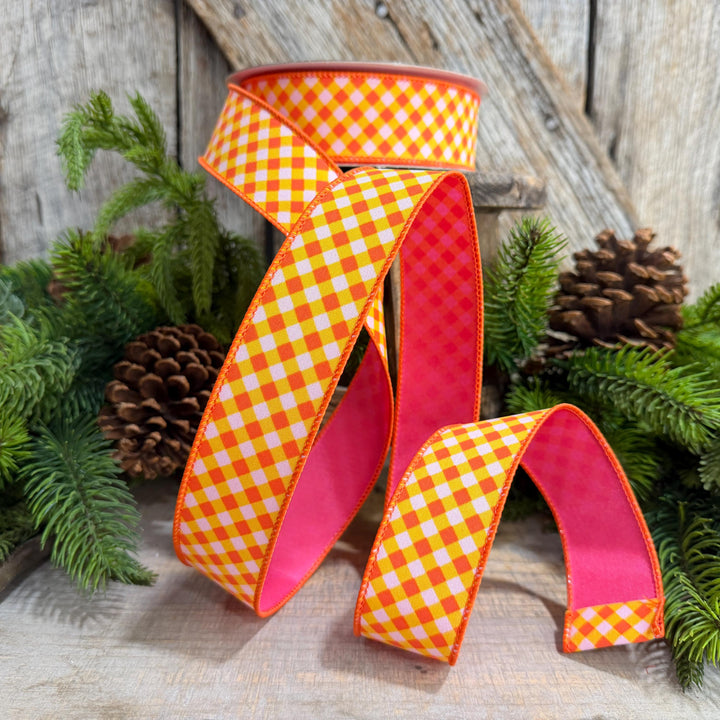 1.5" Halloween Ribbon, Hocus Pocus Plaid Ribbon, Farrisilk Ribbon, HR009-52