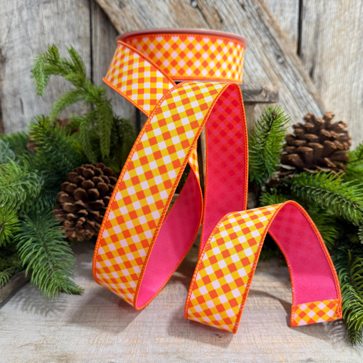 1.5" Halloween Ribbon, Hocus Pocus Plaid Ribbon, Farrisilk Ribbon, HR009-52