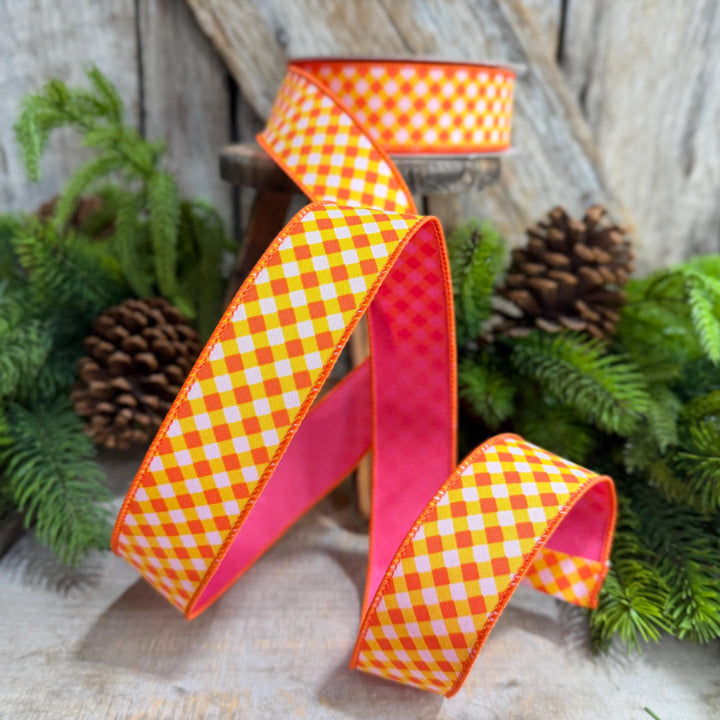1.5" Halloween Ribbon, Hocus Pocus Plaid Ribbon, Farrisilk Ribbon, HR009-52