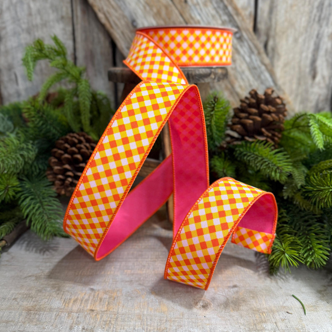 1.5" Halloween Ribbon, Hocus Pocus Plaid Ribbon, Farrisilk Ribbon, HR009-52
