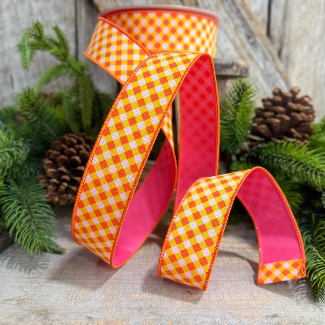 1.5" Halloween Ribbon, Hocus Pocus Plaid Ribbon, Farrisilk Ribbon, HR009-52