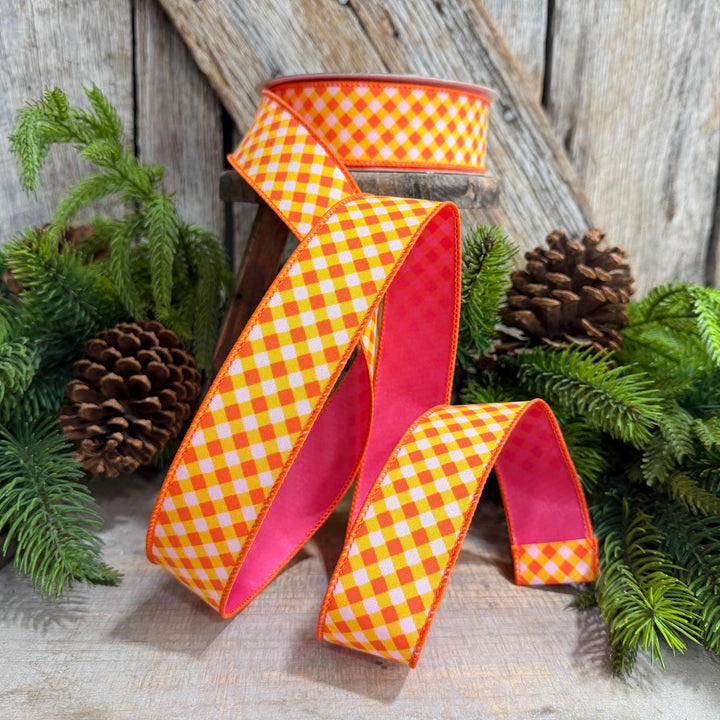 1.5" Halloween Ribbon, Hocus Pocus Plaid Ribbon, Farrisilk Ribbon, HR009-52