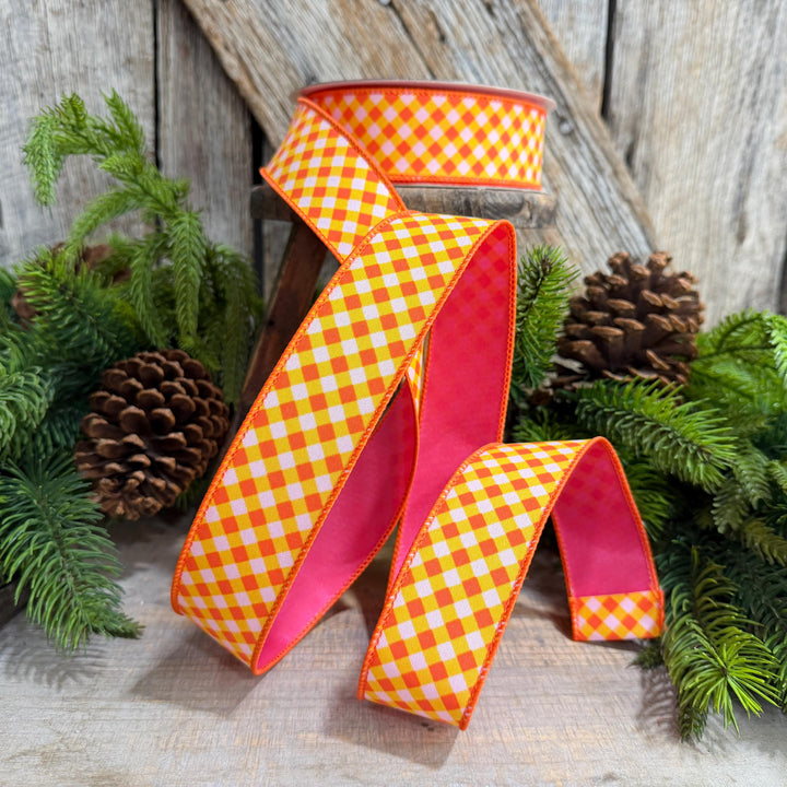 1.5" Halloween Ribbon, Hocus Pocus Plaid Ribbon, Farrisilk Ribbon, HR009-52