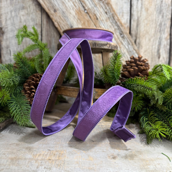 1" Purple Velvet Ribbon, Christmas Ribbon, Purple double sided velvet ribbon