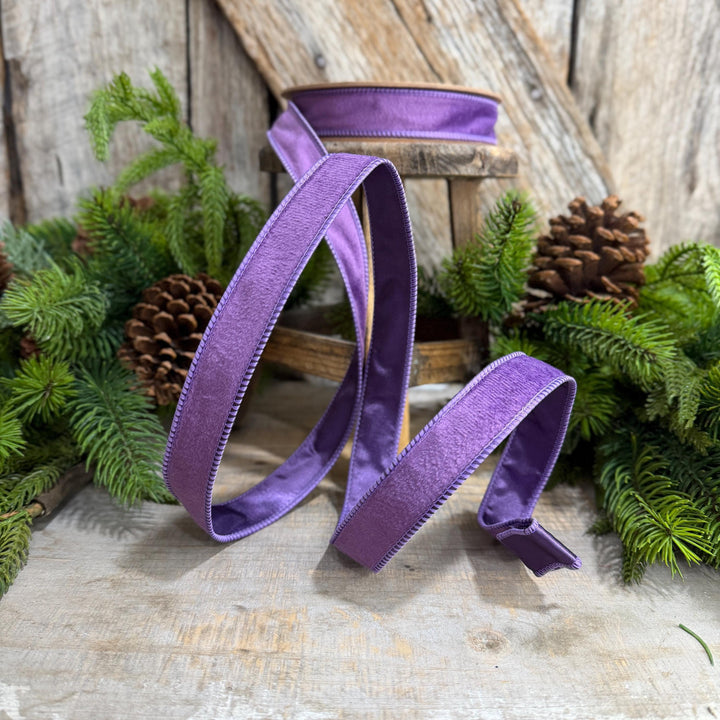 1" Purple Velvet Ribbon, Christmas Ribbon, Purple double sided velvet ribbon