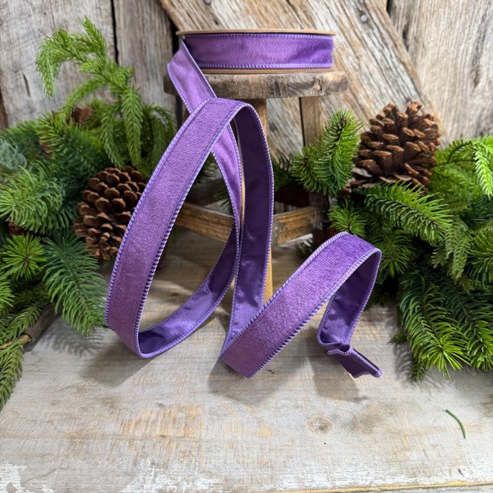1" Purple Velvet Ribbon, Christmas Ribbon, Purple double sided velvet ribbon