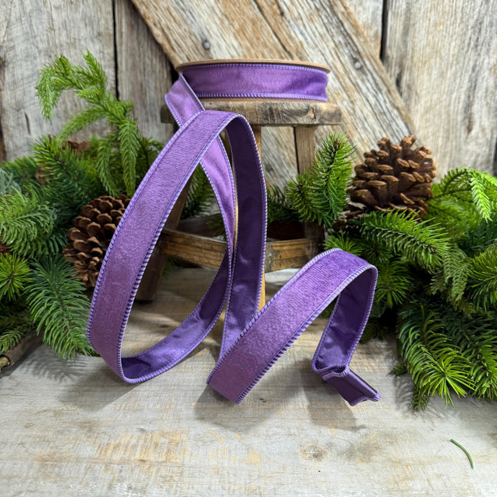 1" Purple Velvet Ribbon, Christmas Ribbon, Purple double sided velvet ribbon