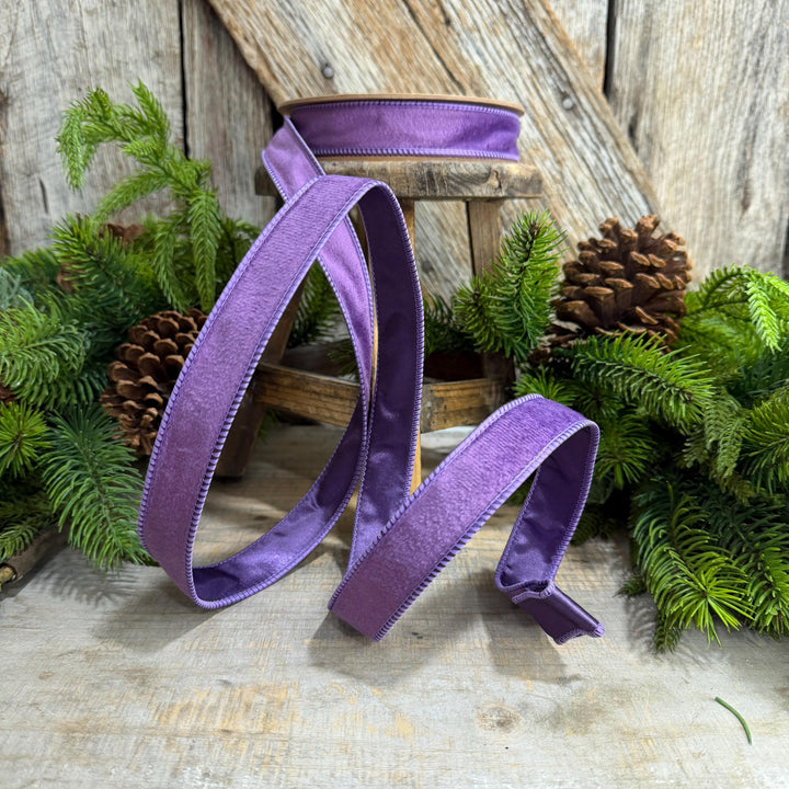 1" Purple Velvet Ribbon, Christmas Ribbon, Purple double sided velvet ribbon