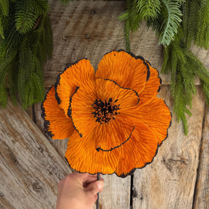 11" Orange Halloween Floral, Orange Fantasy Flower, 57222OR