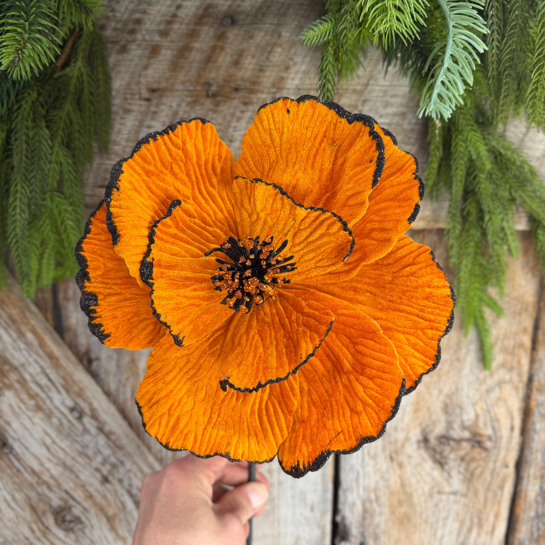 11" Orange Halloween Floral, Orange Fantasy Flower, 57222OR