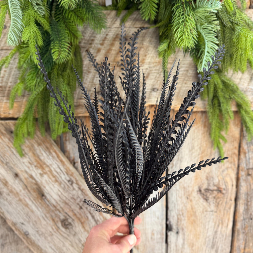 20" Black Beaded Greenery Bush, Halloween Greenery, Black Greenery